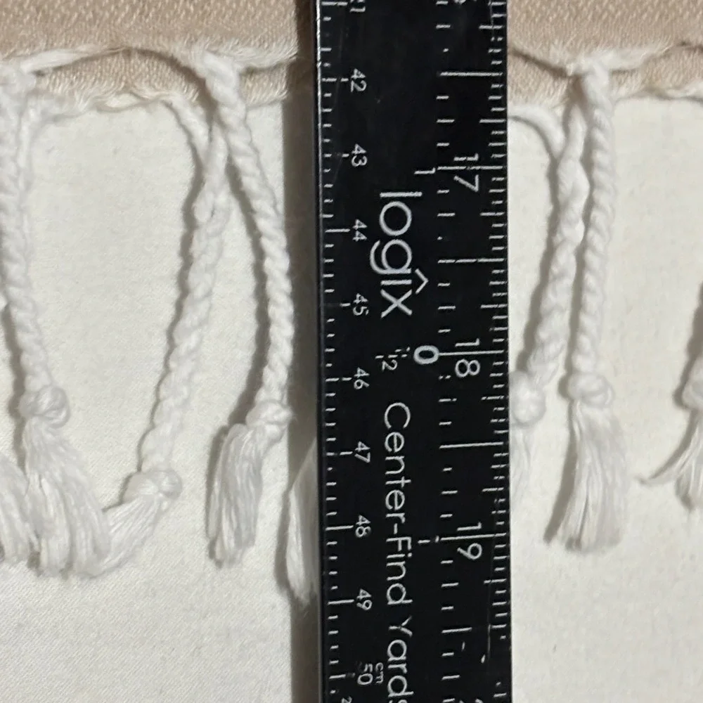 Gold Case Turkish Hand Towel Unisex OS Tan White Striped Cotton Fringe Farmhouse